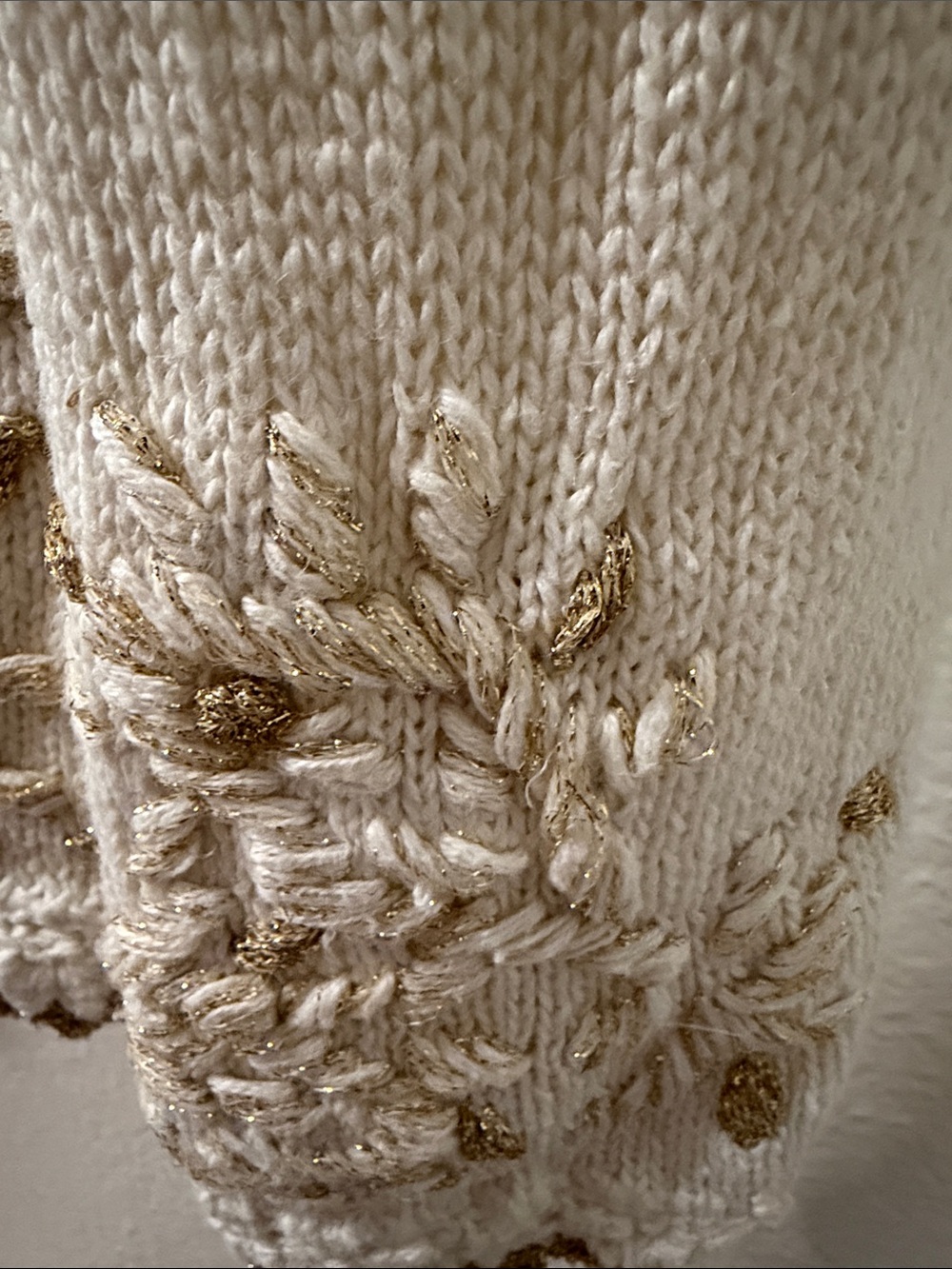 Casual Corner Cream Cardigan with Gold-Tone Embroidery - Picture 6 of 9